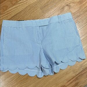 J. Crew High Waist Blue and White Shorts with Tailored Fit